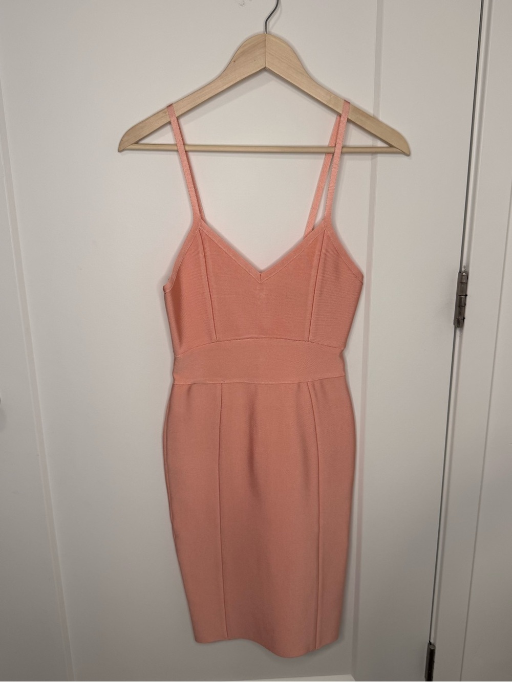 Peach bandage mini dress